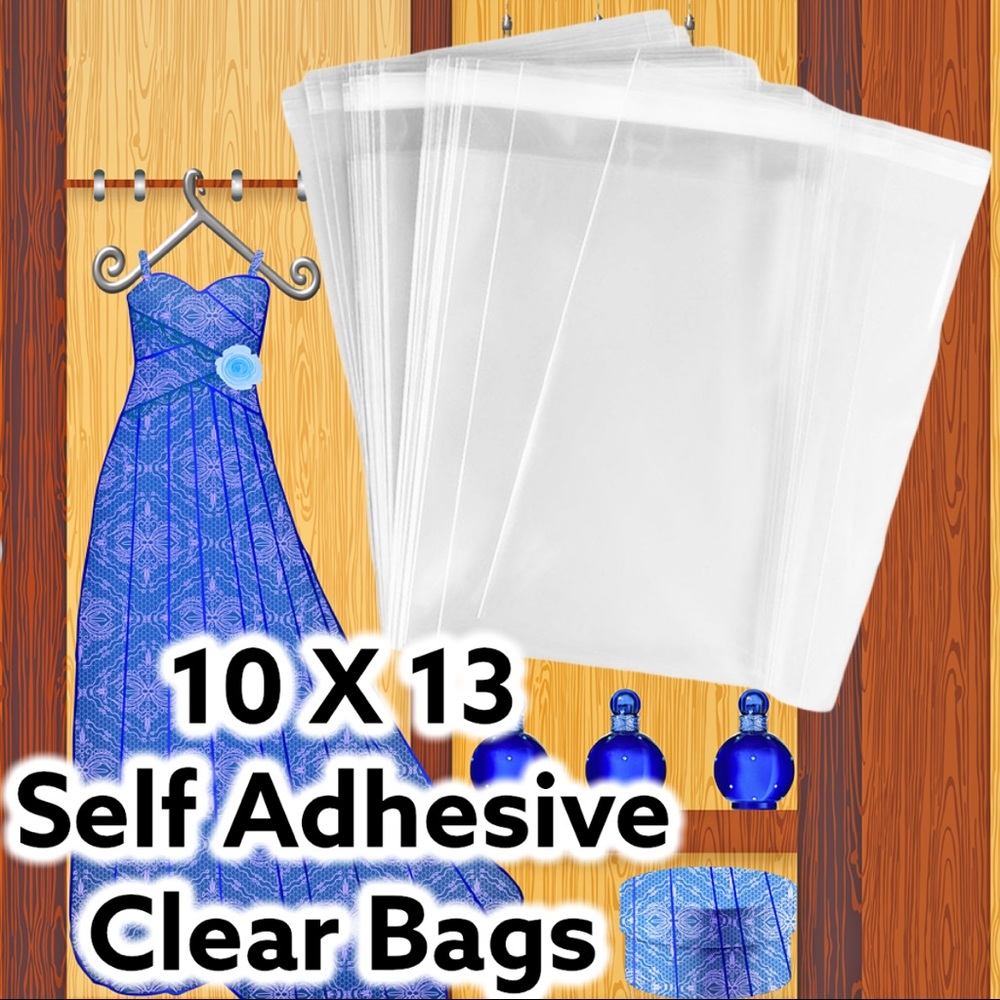 100 10X13 Clear Adhesive Bags PRICE IS FIRM - Picture 2 of 4